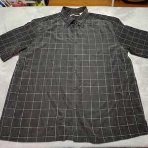 Havanera Shirt Men 2XL Black Plaid Grandpa Office Dad Lightweight  Short Sleeve